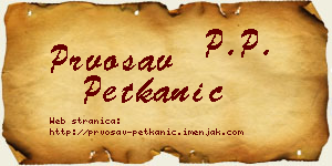 Prvosav Petkanić vizit kartica